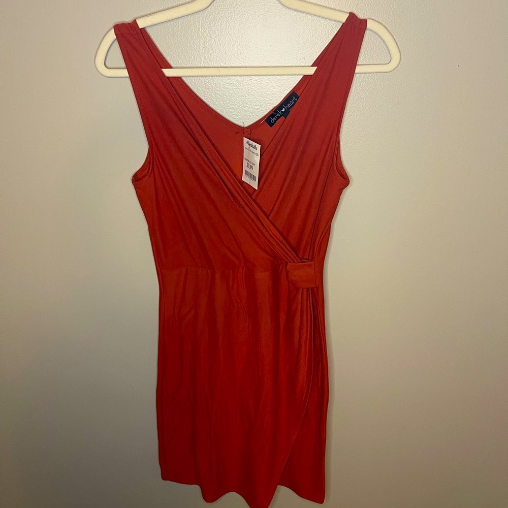 Orange/Red “derek heart” Stretchy Bodycon Dress